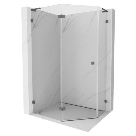 MEXEN/S Lunar L sprchový kout pětiboký křídlový levá 100x80, transparent, grafit kartáčovaná 831