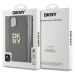 Zaní kryt DKNY PU Leather Stack Logo Wrist Strap pro Apple iPhone 15, zelená