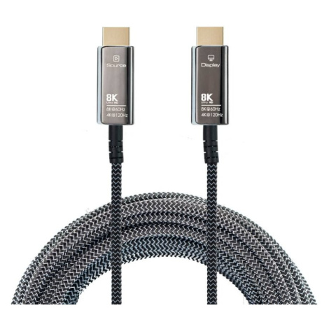 PremiumCord optický fiber kabel, Ultra High Speed HDMI 2.1, 8K@60Hz, zlacené, opletený, 20m - kp