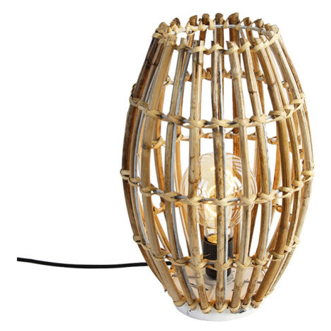 Venkovská stolní lampa bambusová s bílou - Canna Capsule QAZQA