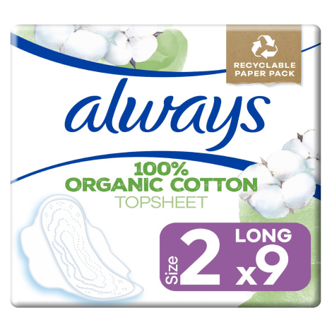 Always Organic Cotton Long hygienické vložky 9 ks