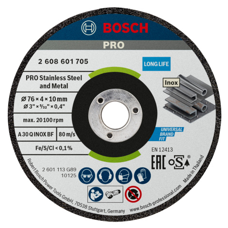 BOSCH 76mm brusný kotouč PRO Stainless Steel and Metal 76 x 10 x 4 mm – 2 ks v balení