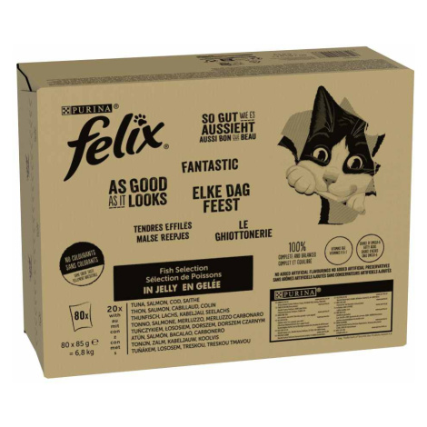 Megapack Felix ("So gut...") kapsičky 80 x 85 g - rybí mix 1 (tuňák, losos, treska obecná, tresk