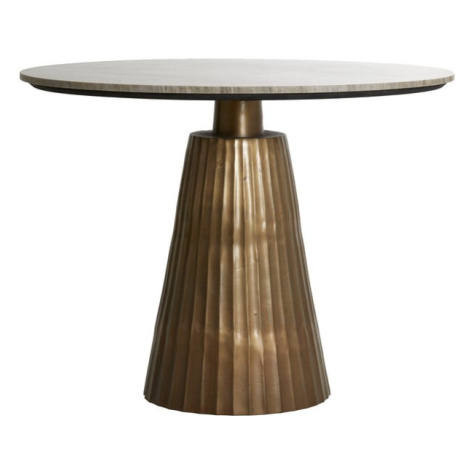 Kulatý jídelní stůl v bronzové a přírodní barvě s deskou v dekoru mramoru ø 100 cm Rianne – Ligh Light & Living