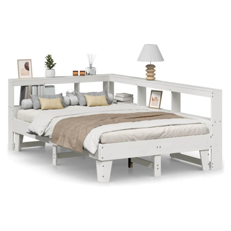 vidaXL Postel s knihovnou bez matrace bílá 120x200 cm masivní borovice