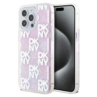 DKNY Liquid Glitter Checkered Pattern kryt iPhone 15 Pro Max růžový
