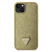 Zadní kryt Guess Rhinestones Triangle Metal Logo pro Apple iPhone 15, gold