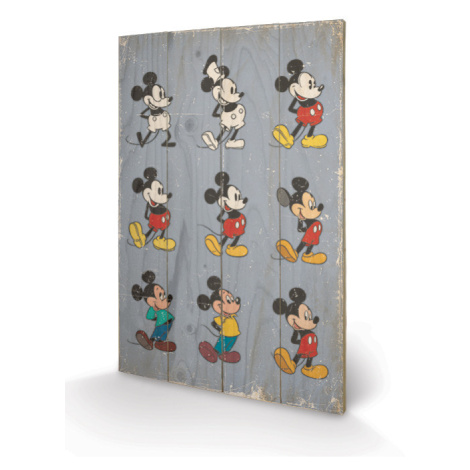 Dřevěný obraz Myšák Mickey (Mickey Mouse) - Evolution, (40 x 59 cm) Pyramid