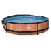 Bazén se stříškou a filtrací Wood pool Exit Toys kruhový ocelová konstrukce 360*76 cm hnědý od 6