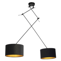 Závěsná lampa se sametovými odstíny černé se zlatem 35 cm - Blitz II černá