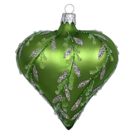 Sada 3 zelených skleněných vánočních ozdob Ego Dekor Heart