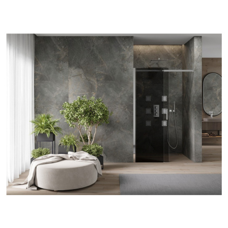 MEXEN Omega posuvné sprchové dveře 100, Grafitt, chrom se sadou pro niku 825-100-000-01-40