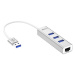 AlzaPower AluCore USB-A (M) na 3× USB-A (F) s LAN stříbná