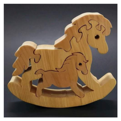 Kůň houpací puzzle dřevo přírodní 13,5cm AMADEA