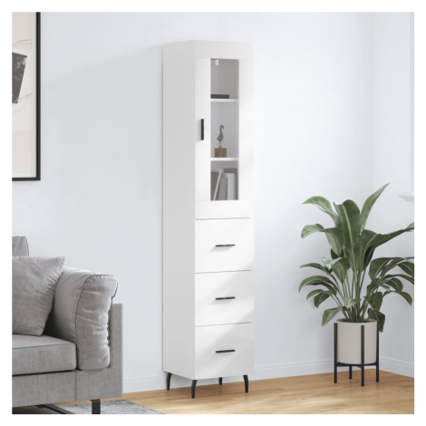 vidaXL Skříň highboard bílá s vysokým leskem 34,5x34x180 cm kompozit