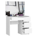 Ak furniture Kosmetický stolek se zrcadlem T-6 I 90x50 cm bílý pravý