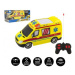 Auto RC ambulance plast 20cm na dálkové ovládání 27MHz na baterie se světlem v krabici 28x13x11c