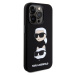 Pouzdro Karl Lagerfeld Liquid Silicone Karl and Choupette Heads iPhone 15 Pro černé Černá