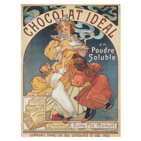 Obrazová reprodukce Chocolat Ideal Chocolate Advert (Vintage Art Nouveau) - Alfons Mucha, 30 × 4