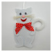 Ozdoba kočka dekor mašle plsť/plast/mašle bílá 20cm