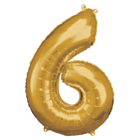 Balónek fóliový číslice 6 zlatá 55 x 88 cm Amscan