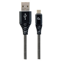 GEMBIRD CABLEXPERT Kabel USB 2.0 AM na MicroUSB (AM/BM), 1m, opletený, černo-bílý, blister, PREM