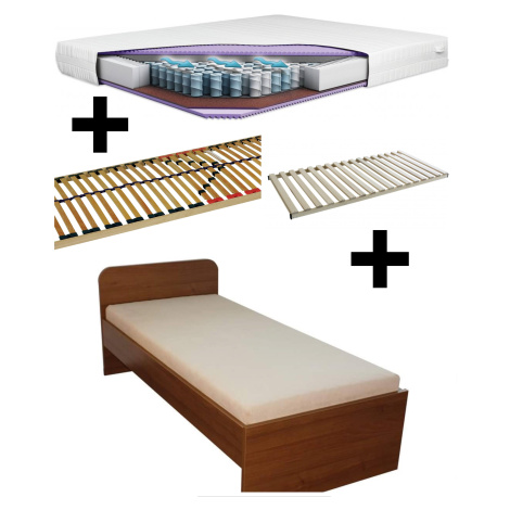 Lermo Postel z lamina OŤAS + lamelový rošt + matrace Rozměr: 90x200 cm, Dekor: dub imatra