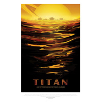 Obrazová reprodukce Titan (Retro Planet & Moon Poster) - Space Series (NASA), 26.7 × 40 cm