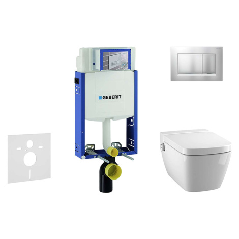 Geberit Kombifix - Modul pro závěsné WC s tlačítkem Sigma30, matný chrom/chrom + Tece One - sprc