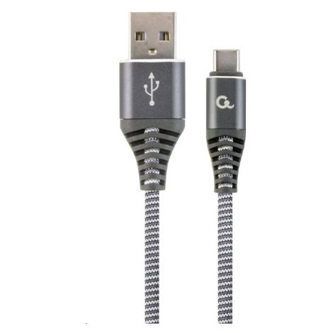 Kabel CABLEXPERT CC-USB2B-AMCM-1M-WB2 USB 2.0 AM na Type-C kabel (AM/CM), 1m, opletený, šedo-bíl