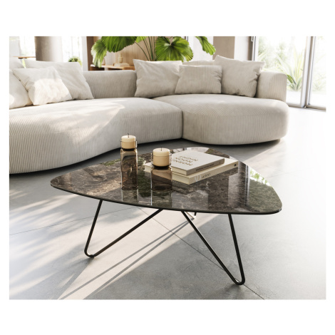 DELIFE Konferenční stolek Ekrem 88x85 cm keramika Laminam®Emperador Extra Lucidato tmavě hnědá H