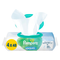 PAMPERS Harmonie Aqua Plastic Free Vlhčené ubrousky 4 x 48 ks