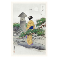 Obrazová reprodukce Full Moon & Pine Tree (Vintage Japandi) - Gekko, (26.7 x 40 cm)