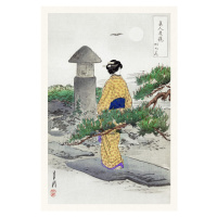 Obrazová reprodukce Full Moon & Pine Tree, Ogata Gekko, 26.7 × 40 cm