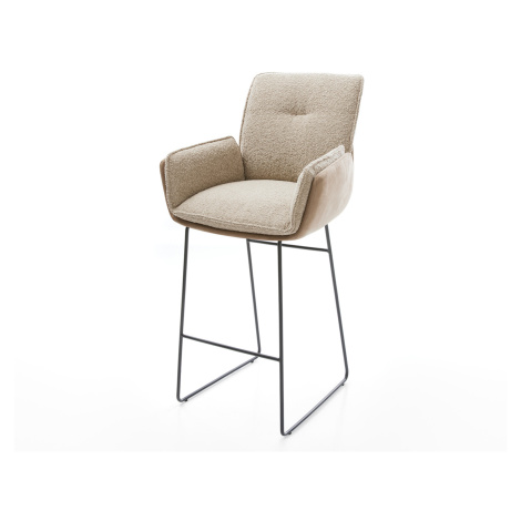 DELIFE Barová židle Nela-Flex kombinace materiálů tmavě béžová tenká podnož kov taštičkové pruži