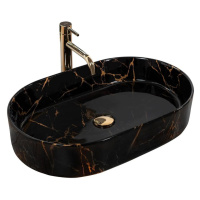 Umyvadlo na desku Nadia 60 Black Marble Shiny Reau0539