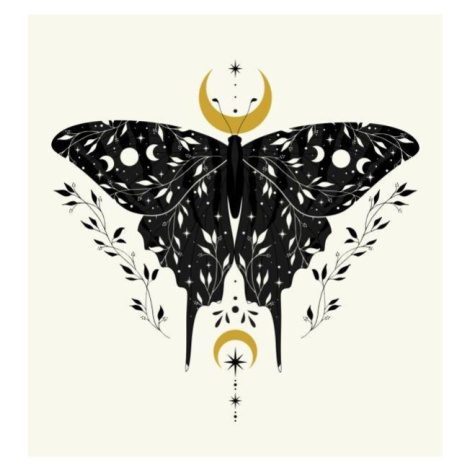 Plakát, Obraz - Vector illustration with black butterfly and, Lyubov Ovsyannikova, 40 × 40 cm