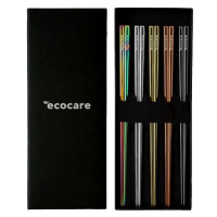 ECOCARE Kovové Sushi Hůlky Box Mix (Silver, Gold, Rose, Rainbow, Black) 10 ks