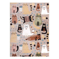 Dywany Łuszczów Dětský kusový koberec Fun Kittens Cats beige 140 × 190 cm