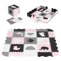 ECOTOYS Pěnové puzzle s 25 dílky ANIM růžovo-šedé