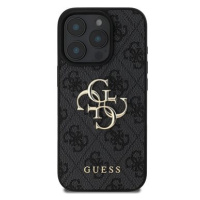 Guess PU 4G Metal Logo Zadní Kryt pro iPhone 16 Pro Max Grey