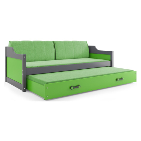BMS Dětská postel s přistýlkou DAWID | šedá 80 x 190 cm Barva: Zelená