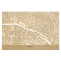Mapa Map of Paris in sepia vintage style, Blursbyai, 40x26.7 cm