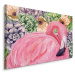 Plátno Flamingo A Květiny Varianta: 100x70