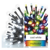 LED vánoční řetěz 2v1, 10 m, venkovní i vnitřní, studená bílá/multicolor, programy