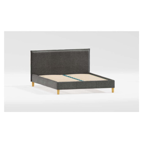 Tmavě šedá čalouněná dvoulůžková postel s roštem 180x200 cm Tina – Ropez