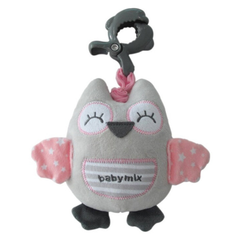 BABY MIX - Edukační hrající plyšová hračka s klipemsova růžová
