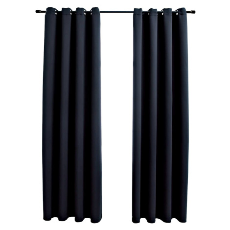 vidaXL Zatemňovací závěsy s kovovými kroužky 2 ks černé 140 x 225 cm