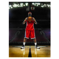 Fotografie Basketball player holding basketball, low angle, Ryan McVay, 30x40 cm
