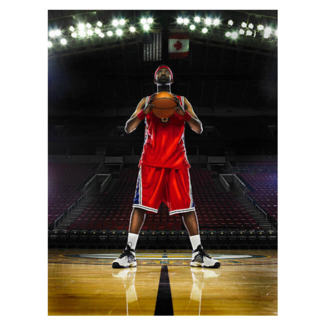 Umělecká fotografie Basketball player holding basketball, low angle, Ryan McVay, (30 x 40 cm)